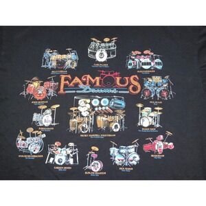 Vintage Famous Drums Musicians Black T-Shirt Band Tee 2XL‎